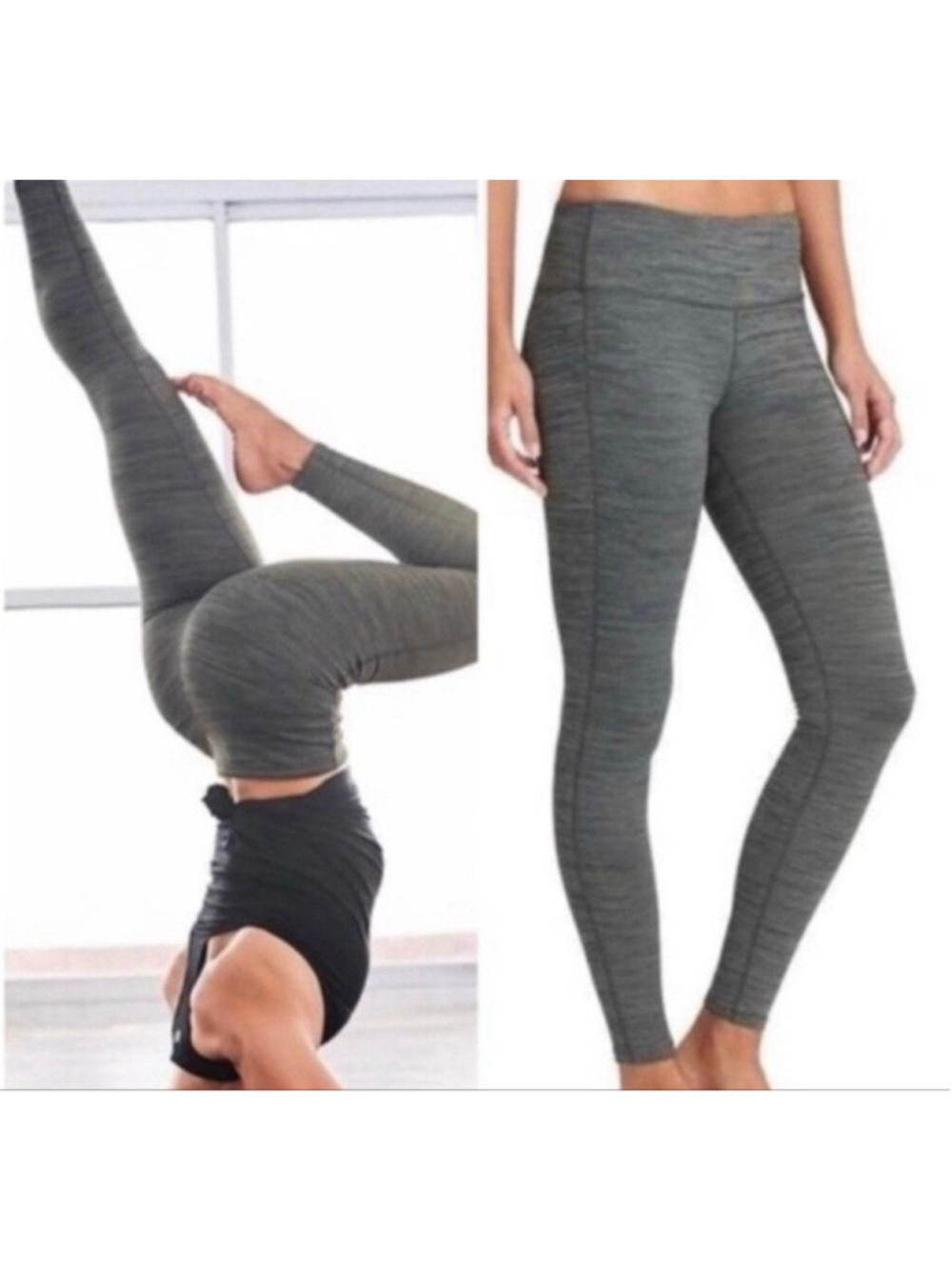 NWT Athleta High Rise Chaturanga Tight Leggings Spacedye Micro Stripe GRAY XXS